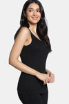 Zivame Knit Poly Thermal Spaghetti Top - Black Beauty — thumbnail 2